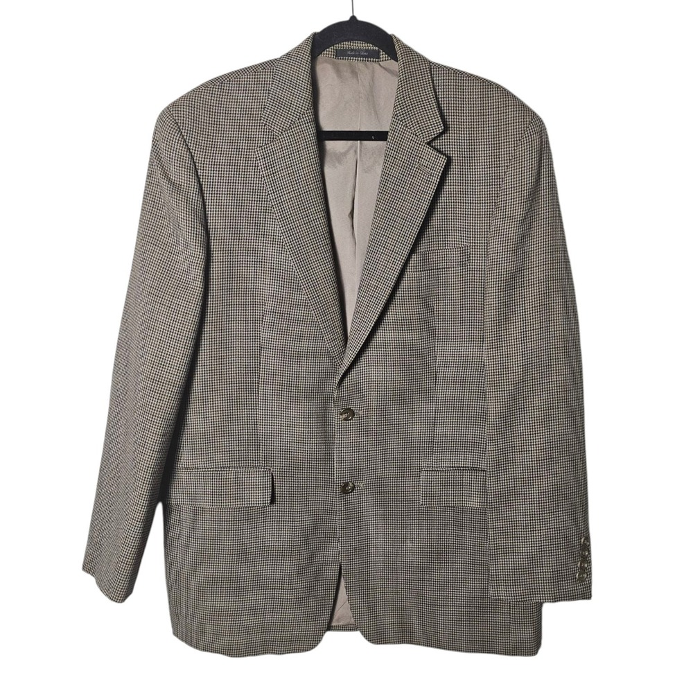 Lauren Ralph Lauren Blazer Mens 42L Brown Houndstooth Wool Sport Coat Classic